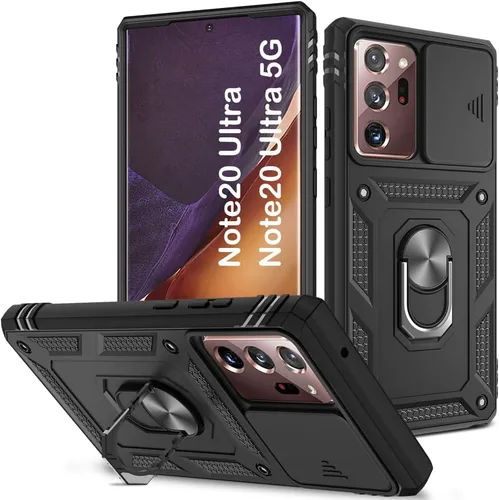 Miniatura 80 de PASNEW Funda para Samsung Galaxy S22 Ultra 5G, cubierta de cámara deslizante y soporte de dedo de metal giratorio de 360°, militar, resistente, a