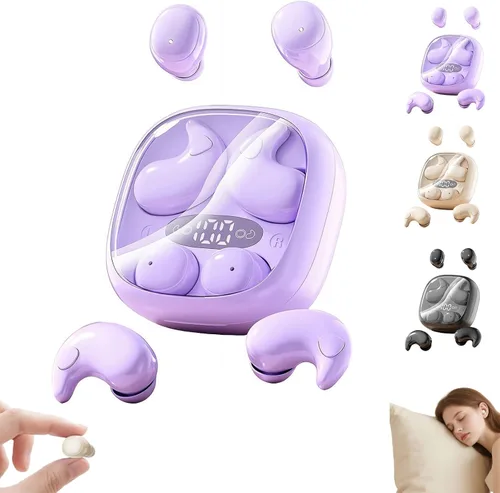 Miniatura 11 de 2 en 1 mini auriculares invisibles planos para dormir con cancelación de ruido, auriculares Bluetooth micro pequeños para dormir de lado con estuche