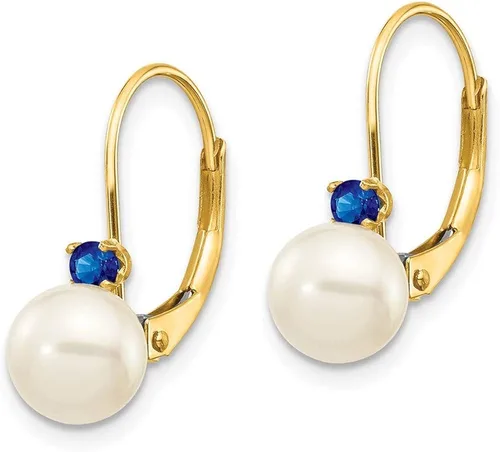 Miniatura 2 de Pendientes redondos blancos de 14 quilates 0236 0256in estilo XLB60SPL de zafiro perla cultivada 0591in 0236in estilo FW Metal no conocido