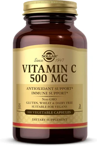 Solgar - 100 Cápsulas vegetales de vitamina C de 500 mg, antioxidante y apoyo inmunológico para la salud general, apoya la salud de la piel y las
