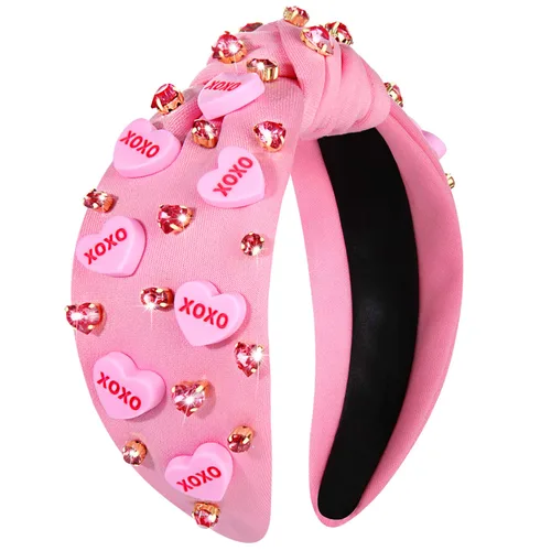 Miniatura 17 de Diademas de corazón para el día de San Valentín para mujer, accesorios para el día de San Valentín, diadema anudada con corazones con cuentas
