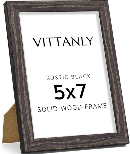 Miniatura 177 de Vittanly - Marco de fotos de 4 x 6 pulgadas de madera maciza con plexiglás, incluye paspartú de 3,5 x 5, para colgar en la pared o poner sobre una