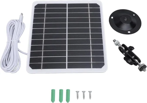 Miniatura 8 de AUNMAS Panel solar monocristalino de 20 W para cámara de seguridad al aire libre, 5 V, impermeable, ajustable, montaje en pared con cable de 9.8 pies