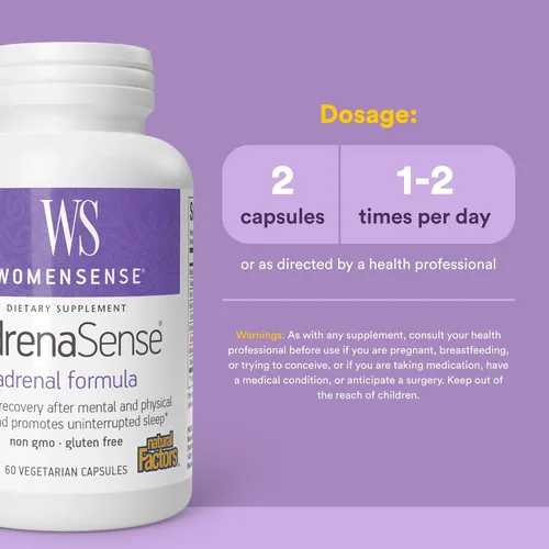 Miniatura 3 de WomenSense AdrenaSense de Natural Factors, AdrenaSense, suplemento herbario para apoyo suprarrenal y alivio del estrés, vegano, sin OMG, 60 cápsulas