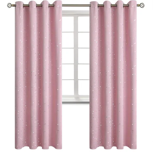 Miniatura 106 de BGment Cortinas opacas para dormitorio infantil, con aislamiento térmico, con ojales, estampado de estrellas plateadas, cortinas para oscurecer