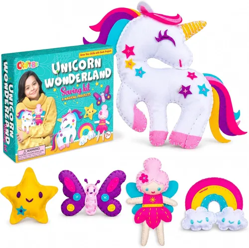Kit de Costura de Unicornio Mágico para Niñas de 7+ - Crea 5 Adorables Animales de Fieltro y una Almohada Acogedora - Manualidades DIY Divertidas,