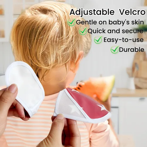 Miniatura 4 de TSD Baberos impermeables para bebés, paquete de 5 baberos ajustables para la hora de la comida, para recién nacidos, niños pequeños, fáciles