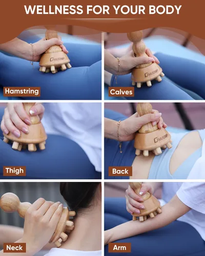 Miniatura 4 de ONUEMP Herramienta de masaje para celulitis, herramientas de masaje de terapia de madera, masajeador de drenaje linfático, kit de maderoterapia