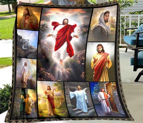 Miniatura 9 de Manta de franela para sala de estar/dormitorio de Jesús Virgen María, ultra suave, manta cálida (A, 4.9 ft* 6.6 ft (60 x 80 pulgadas)