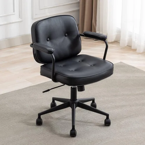HEAH-YO Juego de 1 sillas de escritorio modernas sin brazos, silla giratoria para computadora con ruedas y reposabrazos, silla de oficina ajustable