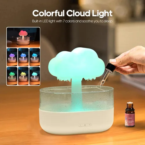 Miniatura 5 de Humidificador de lluvia y nube de agua, lámpara de lluvia de hongos, cascada, difusor de lluvia de aceite esencial de aromaterapia, luz nocturna
