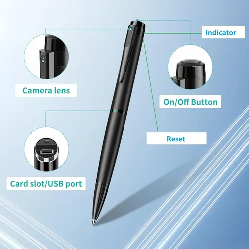 Miniatura 2 de 1080P Mini cámara pluma 32GB seguridad cam niñera cámara con grabación en bucle para interior y hogar, sin WiFi