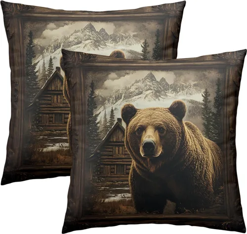 Miniatura 64 de Funda de almohada marrón con estampado de leopardo - 2 piezas Funda de almohada de guepardo de 16x16 pulgadas Fundas de almohada de algodón