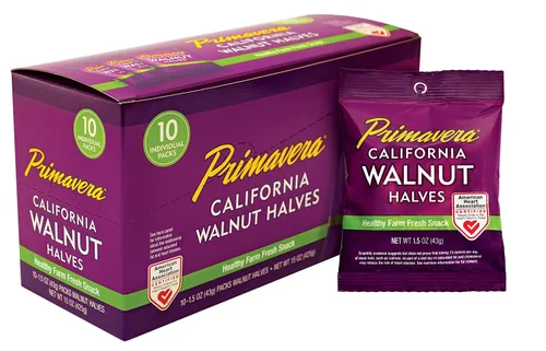 Primavera Snack Pack Nueces Linden's Best - Paquete de 10 mitades ligeras de aperitivos de 1.5 oz