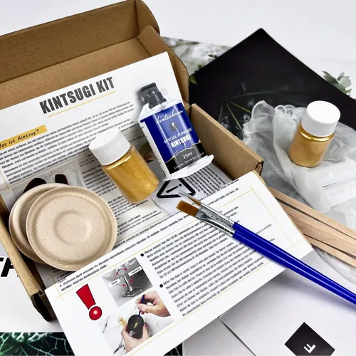 Miniatura 6 de Kit de reparación Kintsugi en oro, kit japonés de Kintsugi para mejorar tu cerámica, repara tu cerámica significativa con polvo de oro