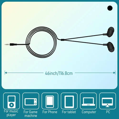 Miniatura 7 de Macarrie Paquete de 20 auriculares intrauditivos a granel de 0.138 in con cable sin micrófono para adultos (negro)