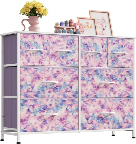 Miniatura 23 de WLIVE Cómoda para dormitorio con 8 cajones, cómoda de tela ancha para almacenamiento y organización, cómodas de dormitorio, cajonera para sala