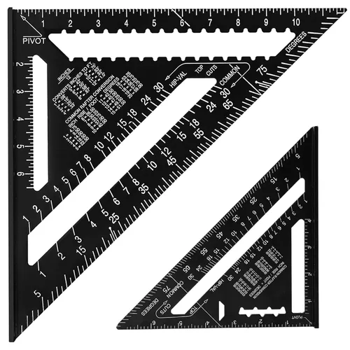 Miniatura 12 de Beslands Escuadra de Viga de 7 pulgadas con Nivel, Regla Triangular de Metal de Aluminio Escuadra de Carpintero Herramienta de Trazado para Negro