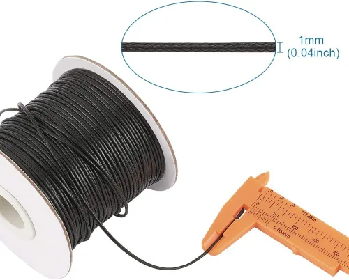 Miniatura 3 de Cheriswelry Cuerda de poliéster encerado coreano negro de 85 yardas de 0.039 pulgadas (0.039 in), hilo de cuerda para trenzar con nudos, cuerda