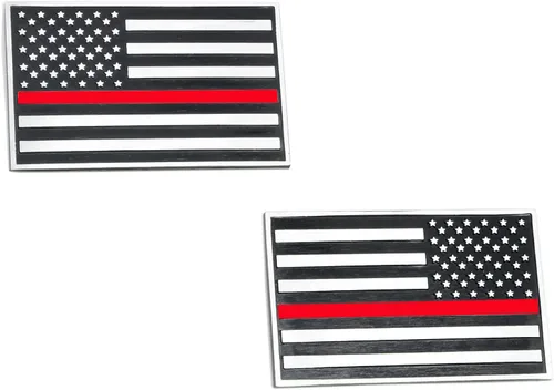 Miniatura 4 de 2 emblemas de bandera de metal 3D de Estados Unidos para automóviles y camiones (negro y cromado)