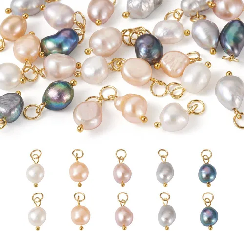 Miniatura 9 de Colgantes de perlas de agua dulce cultivadas naturales mezcladas teñidas perlas reales colgantes para pendientes, collares, pulseras joyería