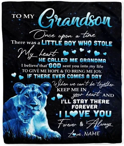 Miniatura 26 de Manta personalizada con texto en inglés «To My Grandson from Grandma Grandpa You Will Never Lose Lion Nison», manta de forro polar personalizada