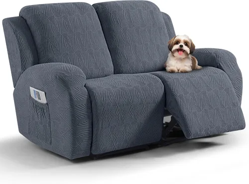 Miniatura 7 de VANSOFY Fundas para sillas reclinables, 4 piezas, elásticas, de tela jacquard, suave funda para silla reclinable, protector de muebles con parte