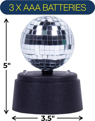 Miniatura 2 de Fizz Creations Mini Bola de Espejo de Disco LED – Luz de 5 Pulgadas Operada con Batería, Decoración de Fiesta Portátil, Lámpara de Ambiente