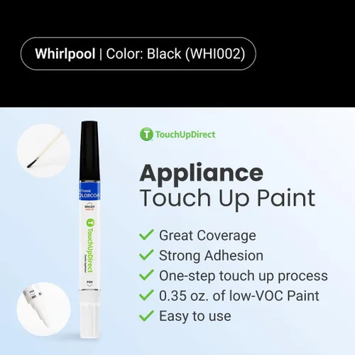 Miniatura 8 de TouchUpDirect Perfect Match - Pintura de retoque negra para electrodomésticos Whirlpool Negro (WHI002)