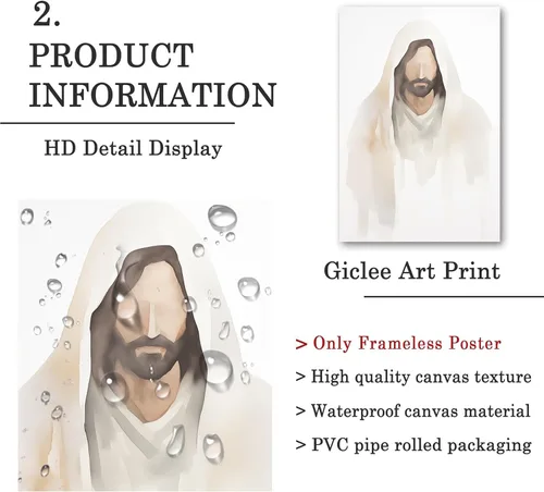 Miniatura 5 de Arte de pared de acuarela de Jesús, pintura en lienzo cristiano, imágenes de las Escrituras, decoración de pared, póster con versículos bíblicos