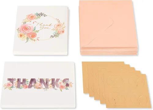 Miniatura 2 de Papyrus Tarjetas de agradecimiento para despedida de soltera o boda con sobres, floral (20 unidades)