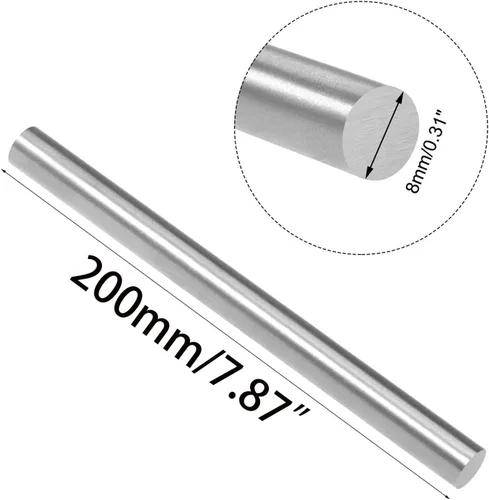 Miniatura 2 de Varilla de acero redonda, herramienta de barra de torno HSS de 0.315 in, 7.874 in de largo, para engranajes de eje, taladradora, máquina de torneado