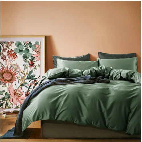 Miniatura 8 de Juego de ropa de cama de lujo de algodón egipcio, de color liso, de satén de alta densidad de hilos largos, sedoso, suave, transpirable, de primera