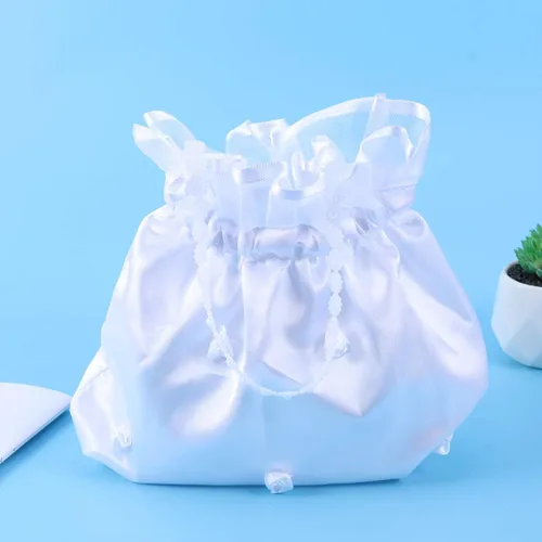 Miniatura 7 de ULTNICE Bolsa de dinero de satén para novia, boda, bolso de fiesta (blanco), 1, Blanco