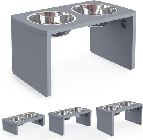 Miniatura 19 de Cuencos elevados para perros, cuenco elevado de bambú para perros y gatos pequeños, con 2 cuencos de acero inoxidable