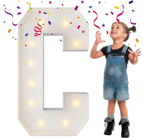 Miniatura 39 de Letras iluminadas con marco de 3 pies de alto, letras enormes con marco, marco de globos en mosaico, letra grande para decoraciones de compromiso