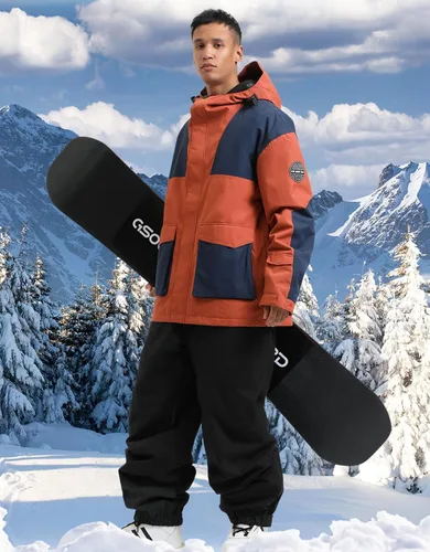 Miniatura 52 de GSOU SNOW Chaqueta de esquí para hombre, abrigo de nieve para snowboard, cálido, invierno, impermeable, con capucha
