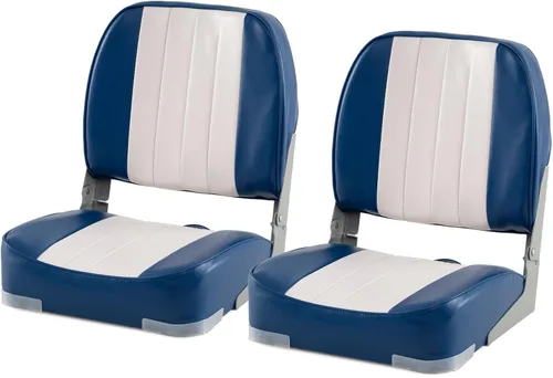 Miniatura 24 de GYMAX Asiento plegable para barco, paquete de 2 asientos con respaldo bajo para capitán de pesca, con acolchado de esponja gruesa, bisagras