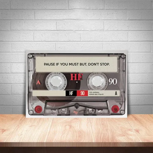 Miniatura 2 de Pause If You Must but Don't Stop Positive Quotes Posters and Prints - Lienzo inspirador, arte de pared, cinta retro para amantes de la música