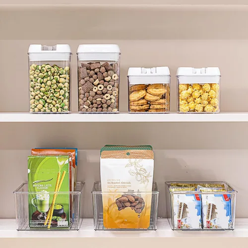 Miniatura 4 de Vtopmart - Paquete de 6 recipientes organizadores de almacenamiento de alimentos, recipientes de plástico transparentes para despensa, cocina