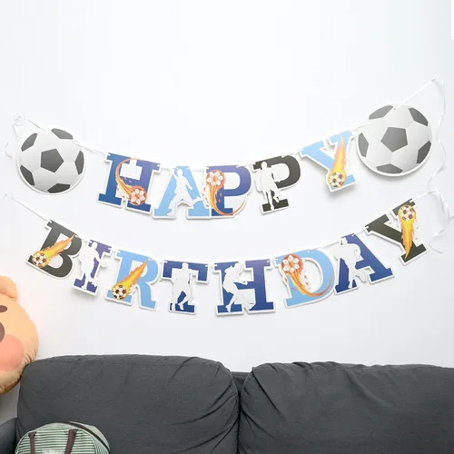 Miniatura 2 de Cartel de feliz cumpleaños, decoración de cumpleaños de fútbol, banderines para decoraciones de fiesta, cumpleaños de niños