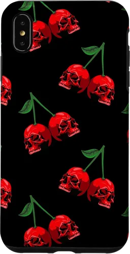 Miniatura 11 de Cute Cherry Skull Pattern Red Scary Skulls Black Background Case for iPhone 17