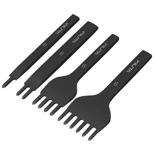 WUTA Herramienta de perforación de agujeros de cuero Hierro de punción Perforador de agujeros de 6 mm 1/2/4/6 puntas Dientes de lazada Cincel de
