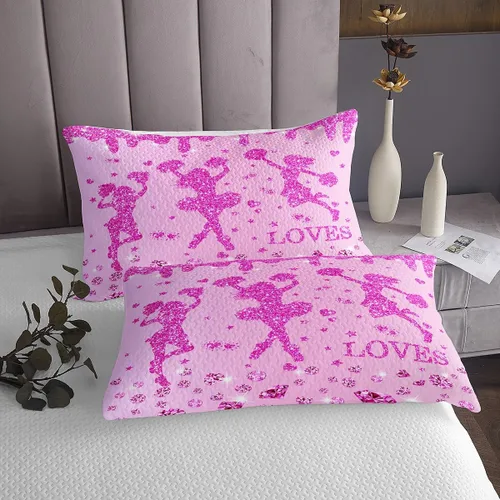 Miniatura 4 de Erosebridal Juego de edredón deportivo de animadora rosa para niñas, juego de edredón de lentejuelas con purpurina y diamantes para decoración