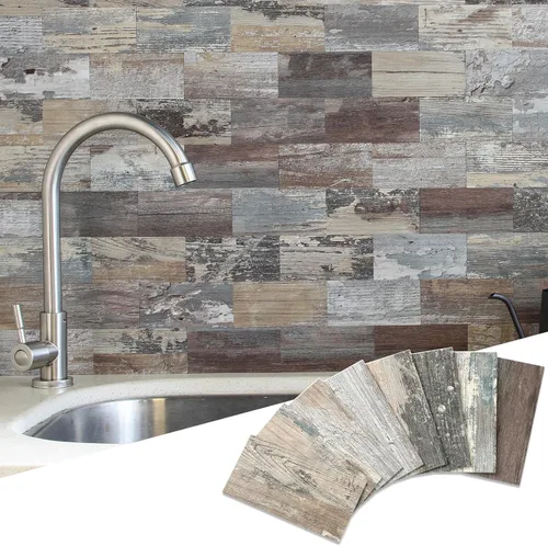 Miniatura 35 de Yipscazo Azulejo de pared compuesto de PVC 3D de 3 x 6 pulgadas para despegar y pegar en azulejos para cocina, baño, lavandería, chimenea