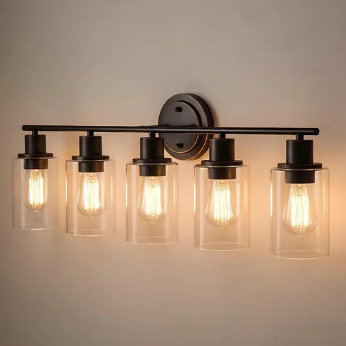 Miniatura 19 de 2 Light Bathroom Vanity Light Over Mirror - Black and Gold Farmhouse Wall Light for Bathroom Vanity Powder Room, Rustic Gooseneck Barn Style 2 Bulb