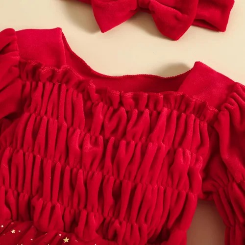 Miniatura 17 de FYBITBO Vestido de Navidad para bebé niña, terciopelo verde, manga larga, tutú, mameluco, vestido de fiesta, traje de Navidad