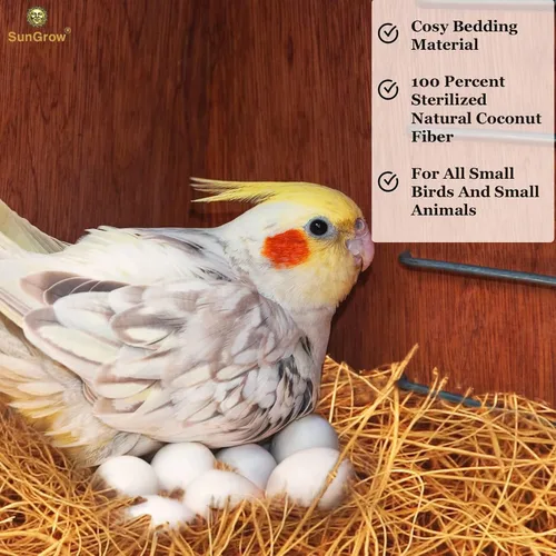 Miniatura 3 de SunGrow Fibra de coco de pinzón, sustrato de cama suelto para jaulas de nido de pájaros, material de anidación para periquito canario de colibrí