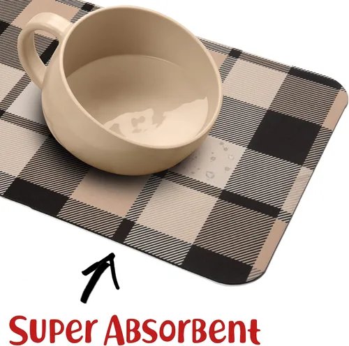 Miniatura 3 de DogBuddy Tapete de comida para perros – Tapete impermeable para alimentos y agua, mantel individual ultra absorbente para perros, tapete cuadriculado