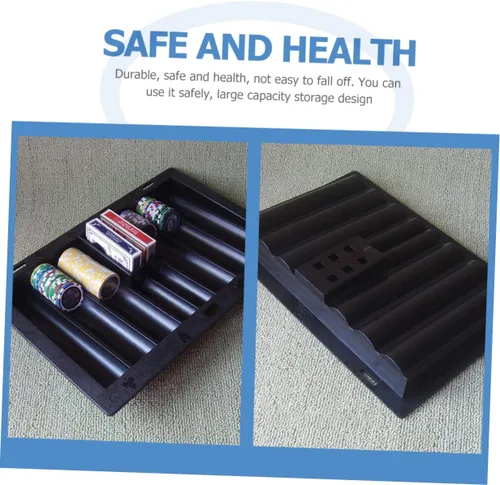 Miniatura 6 de Bandeja de fichas de póquer de plástico para mesa de Texas Holdem organizador de juegos de 14.76 x 9.84 x 1.96 pulgadas, accesorios duraderos